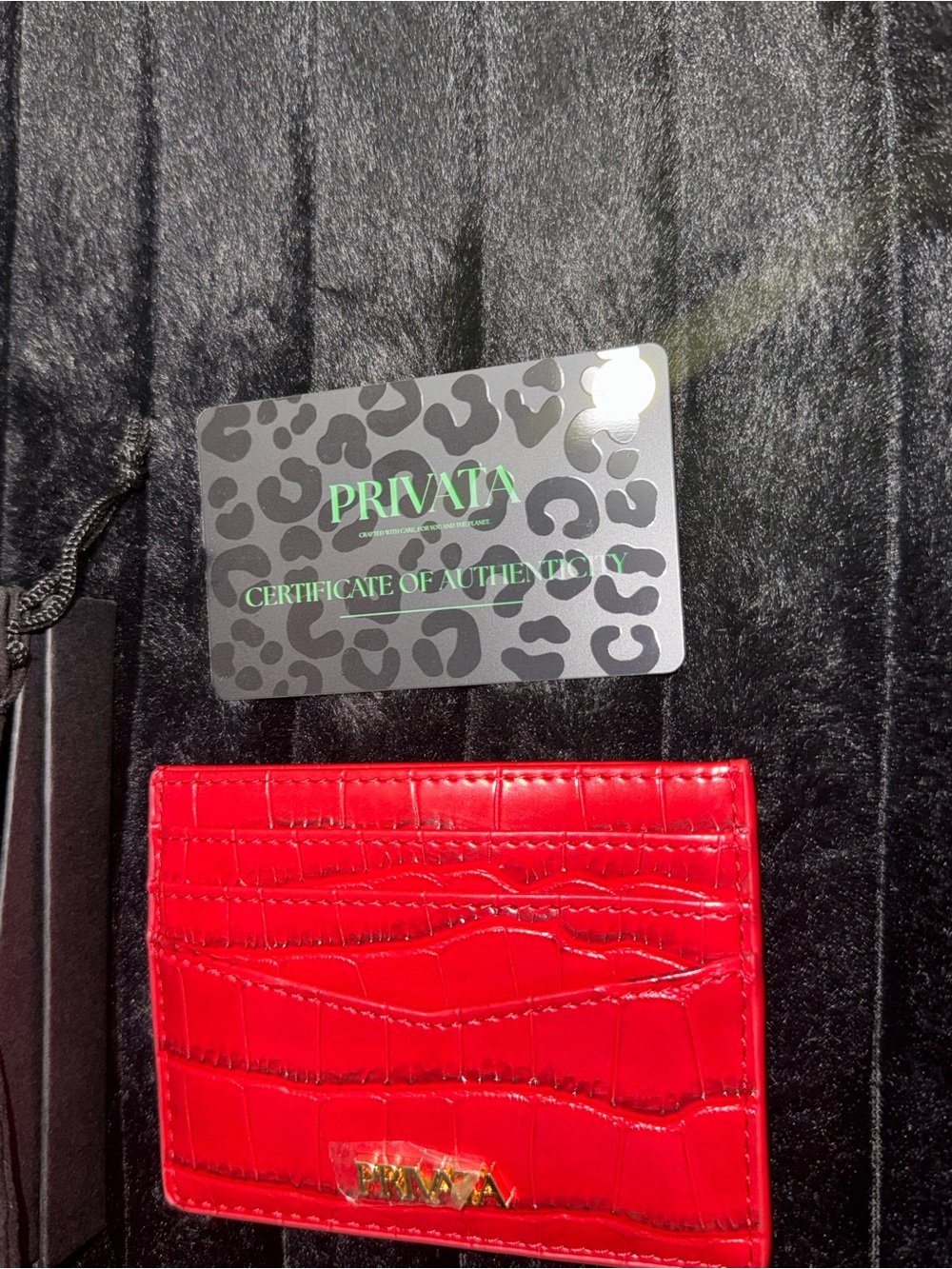 Red Croc-Embossed Card Holder